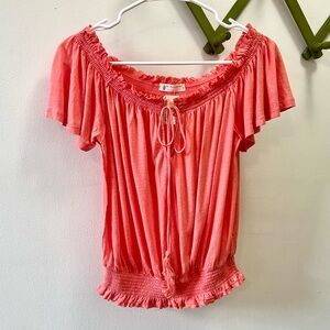 FP Movement x Free People 🌸 Short Sleeve Smocked Peasant Tee Top